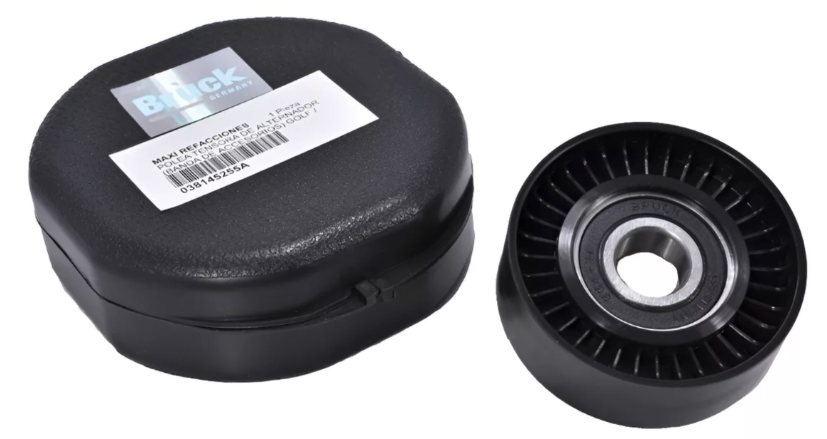 038145255APOLEA TENSORA DE ALTERNADOR (BANDA DE ACCESORIOS)* UNIVERSAL GOLF / JETTA A4 (MK4) (99-05), CLASICO A5 (MK5) (06-15), NEW BEETLE (98-11) EUROVAN T4 (00-04) 2.5 LITROS 5 CILINDROS, T5 (05-09), TRANSPORTER (10-17) TDI 1.9, 2.0 LITROS (DIESEL) SEAT IBIZA, LEON, CHEVROLET AVEO (18-20) 1.5 LITROS REPUESTO TENSORA, CHRYSLER PATRIOT / CALIBER, FORD, CHEVROLET (SOLO POLEA) DIAMETRO INTERIOR:1.6 CMS EXTERIOR: 7 CMS ANCHO: 2.5 CMS038145255A - Imagen 6