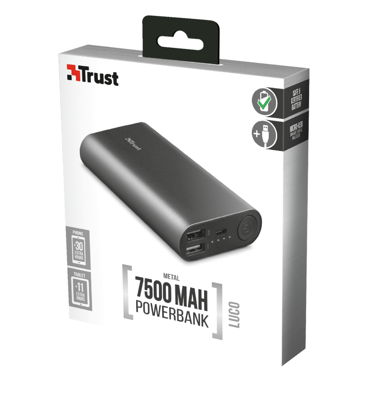 Bateria Portatil Powerbank Trust 7500 Mah Luco Metal - Imagen 4