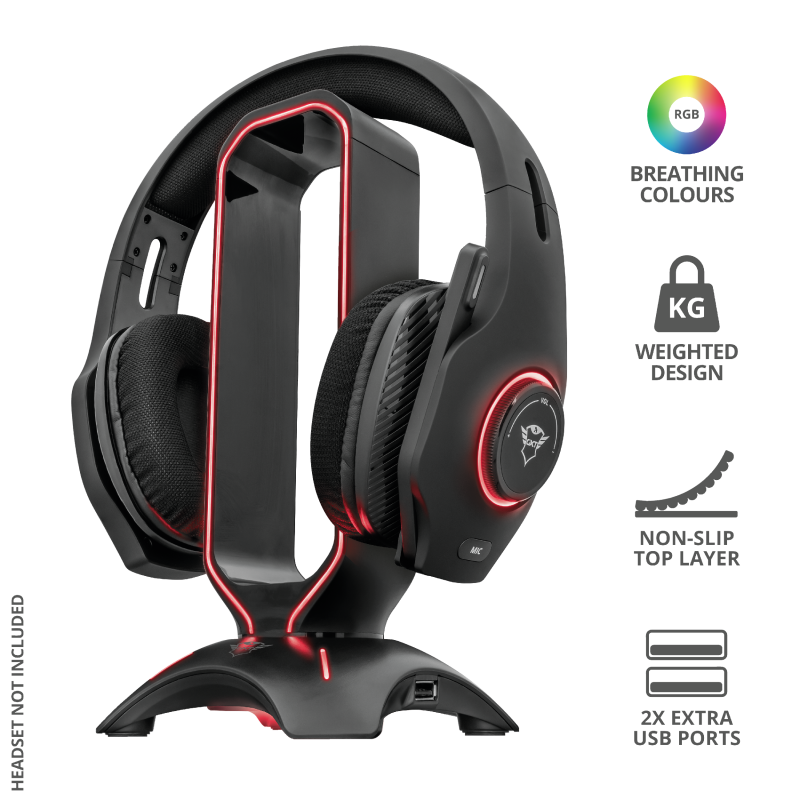 Soporte Base Audifonos Gamer Trust Gxt 265 Cintar Rgb Negro - Imagen 4