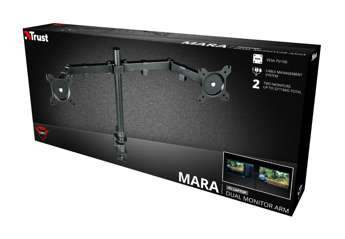 Soporte Para Monitor Trust Gxt 1120 Mara Dual Negro - Imagen 8