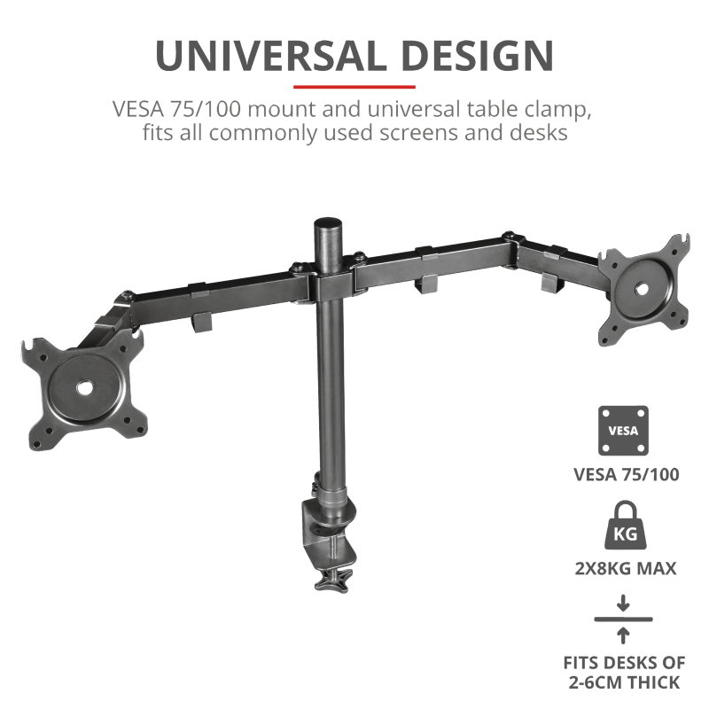 Soporte Para Monitor Trust Gxt 1120 Mara Dual Negro - Imagen 7