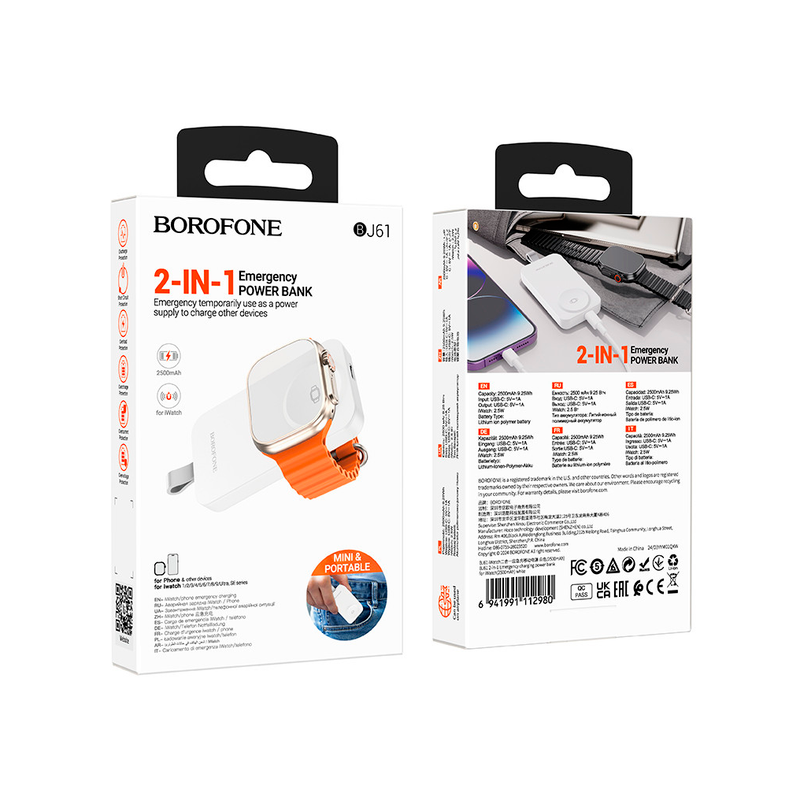 Powerbank Para Smartwatch Borofone Bj61 2500 Mah Blanco - Imagen 4