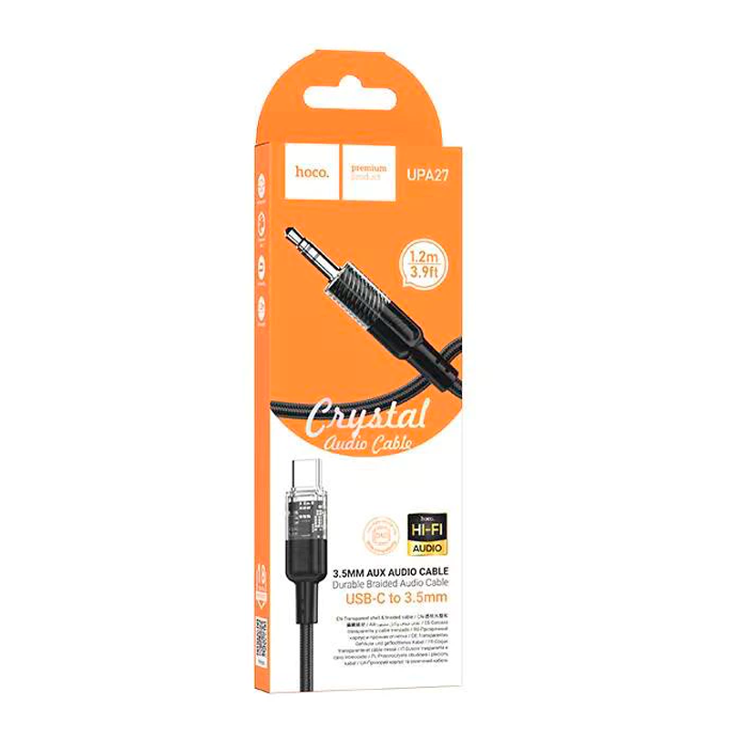 Cable Auxiliar a Tipo C Hoco Upa27 Spirit Negro - Imagen 4