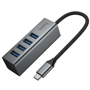 Adaptador Hub Hoco Hb1c Tipo C 4 en 1 Usb 3.0 Gris
