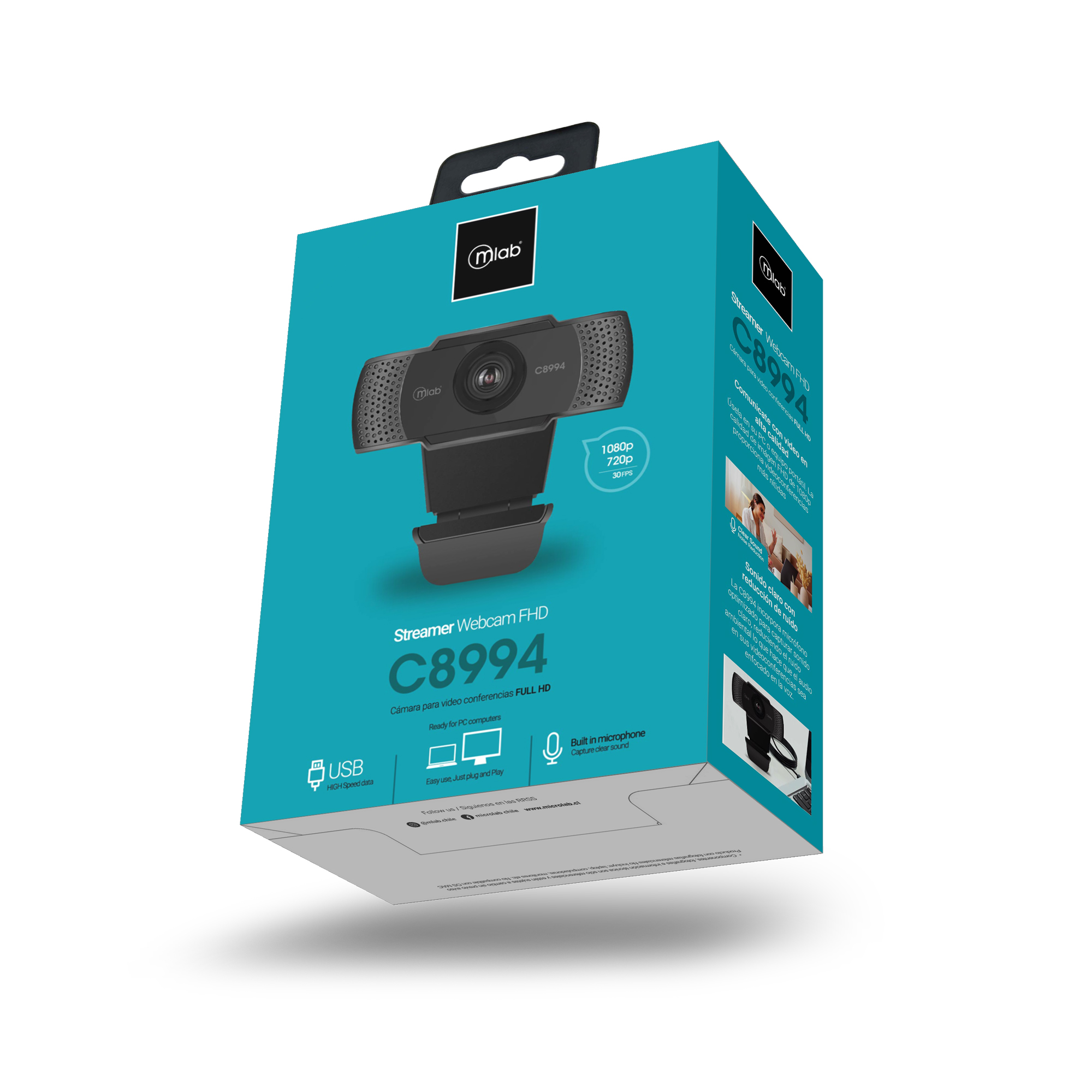 Camara Web Webcam Microlab 1080p Full HD 8994 Negro - Imagen 3