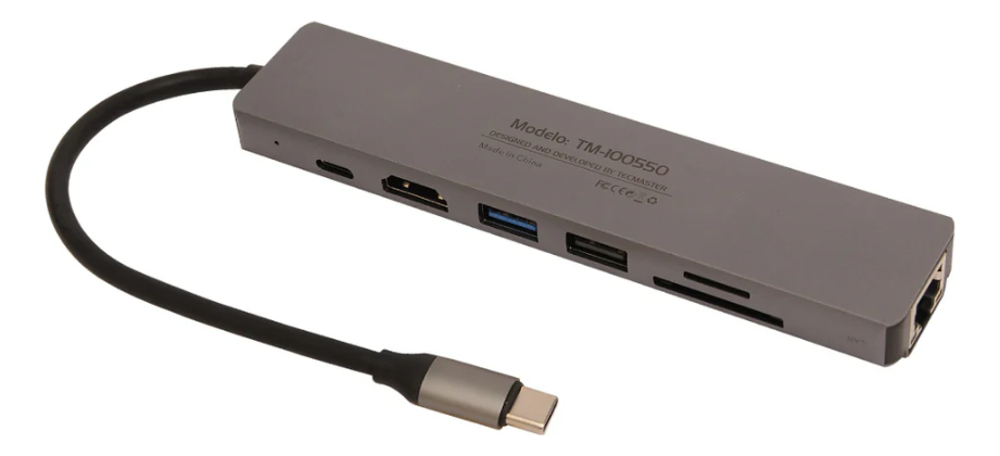 Adaptador Hub Tipo C 7 en 1 TM-100550 Tecmaster Gris - Imagen 3