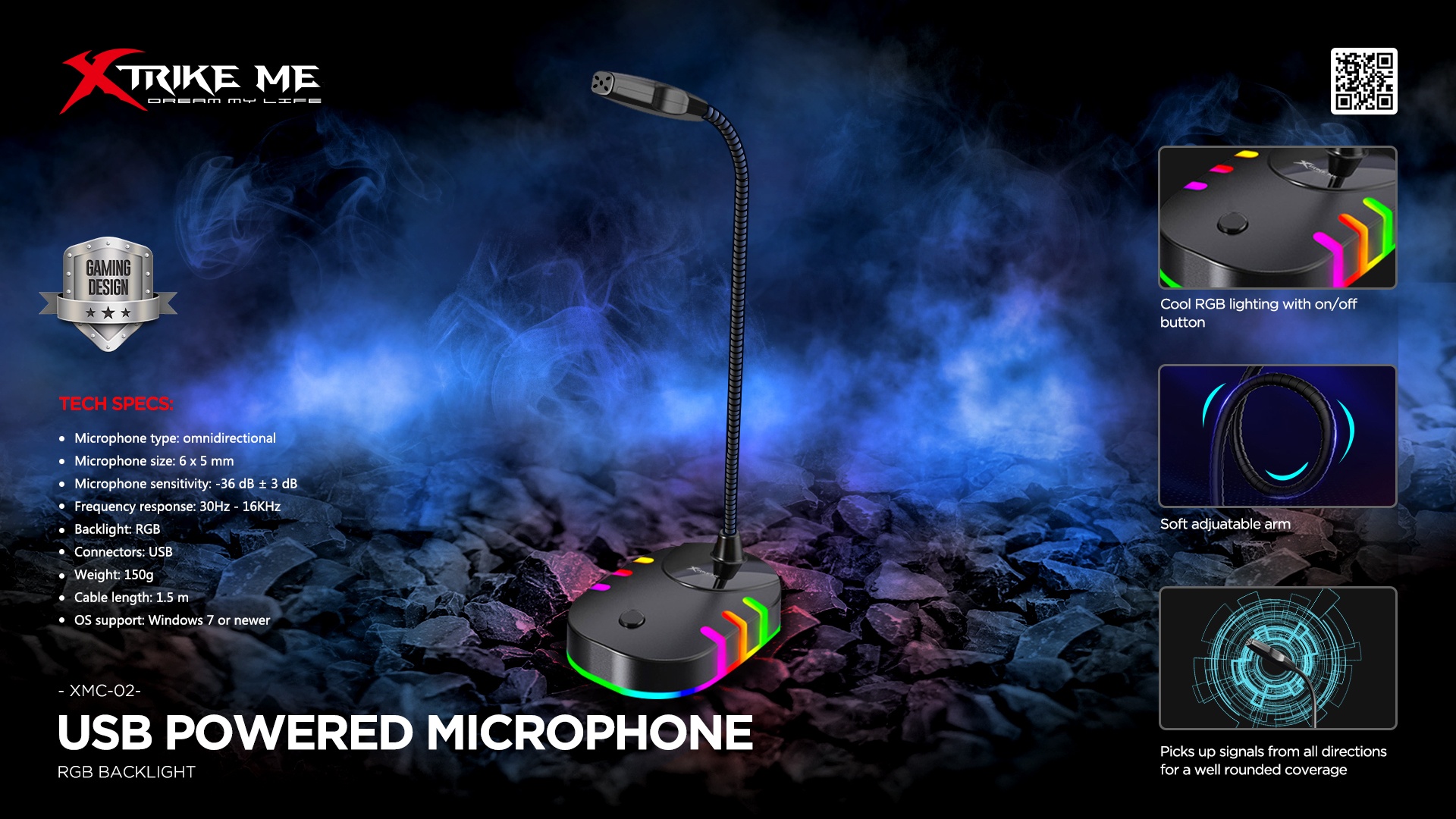 Microfono Gamer Strike Me Xmc-02 Rgb Negro - Imagen 3