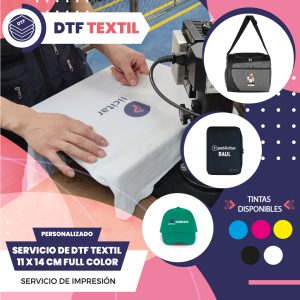 SERVICIO DE DTF TEXTIL 11 X 14 CM FULL COLOR PERSONALIZADO