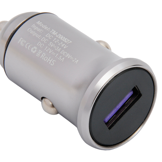 Cargador de Auto Tecmaster Qc 3.0 18w Carga Rapida Gris - Imagen 3