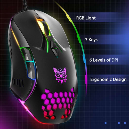 Mouse Gamer Onikuma Cw902 Rgb 6400dpi Negro - Imagen 5