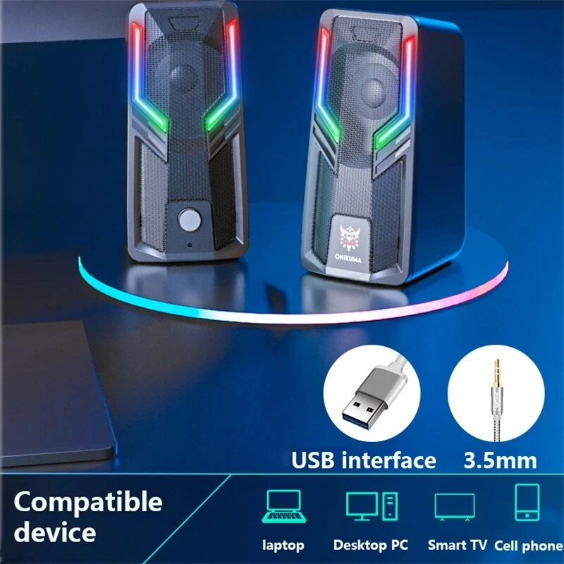 Parlantes Gamer Onikuma G6 Rgb 5w Negro - Imagen 3