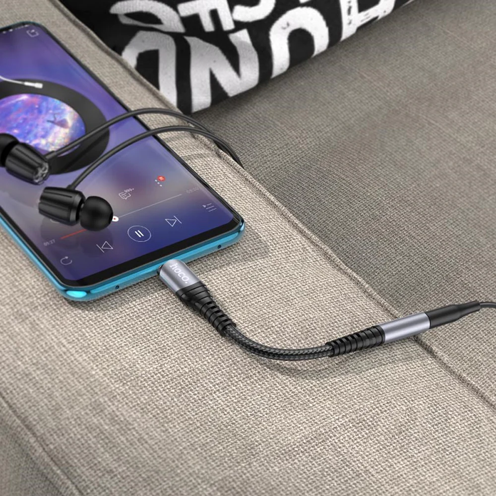 Adaptador Convertidor de Audio Tipo C a 3.5mm Hoco Ls33 Gris - Imagen 4