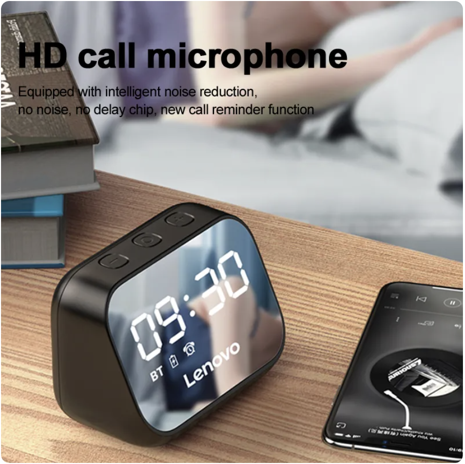 Parlante Bluetooth Lenovo TS13 Reloj Despertador Digital Negro - Imagen 4