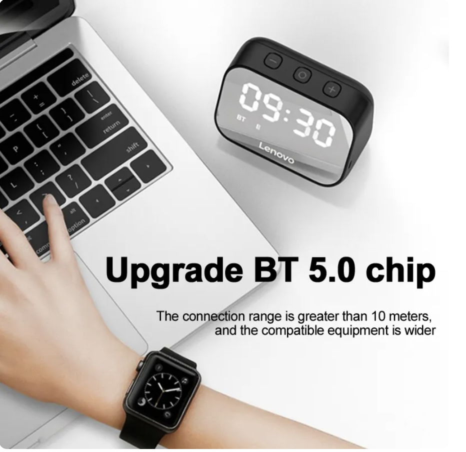 Parlante Bluetooth Lenovo TS13 Reloj Despertador Digital Negro - Imagen 3