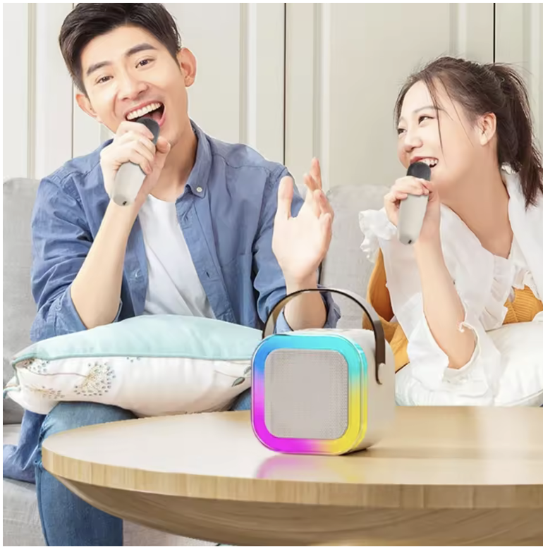Parlante Portatil Bluetooth K12 Rgb + Microfono Beige - Imagen 4