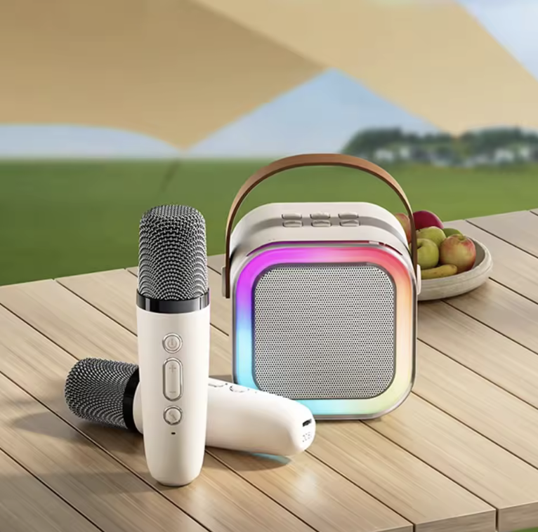 Parlante Portatil Bluetooth K12 Rgb + Microfono Beige - Imagen 3