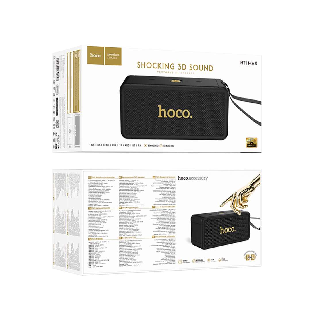 Parlante Inalambrico Bluetooth Hoco Ht1 Max 20w Fm Aux Negro - Imagen 4