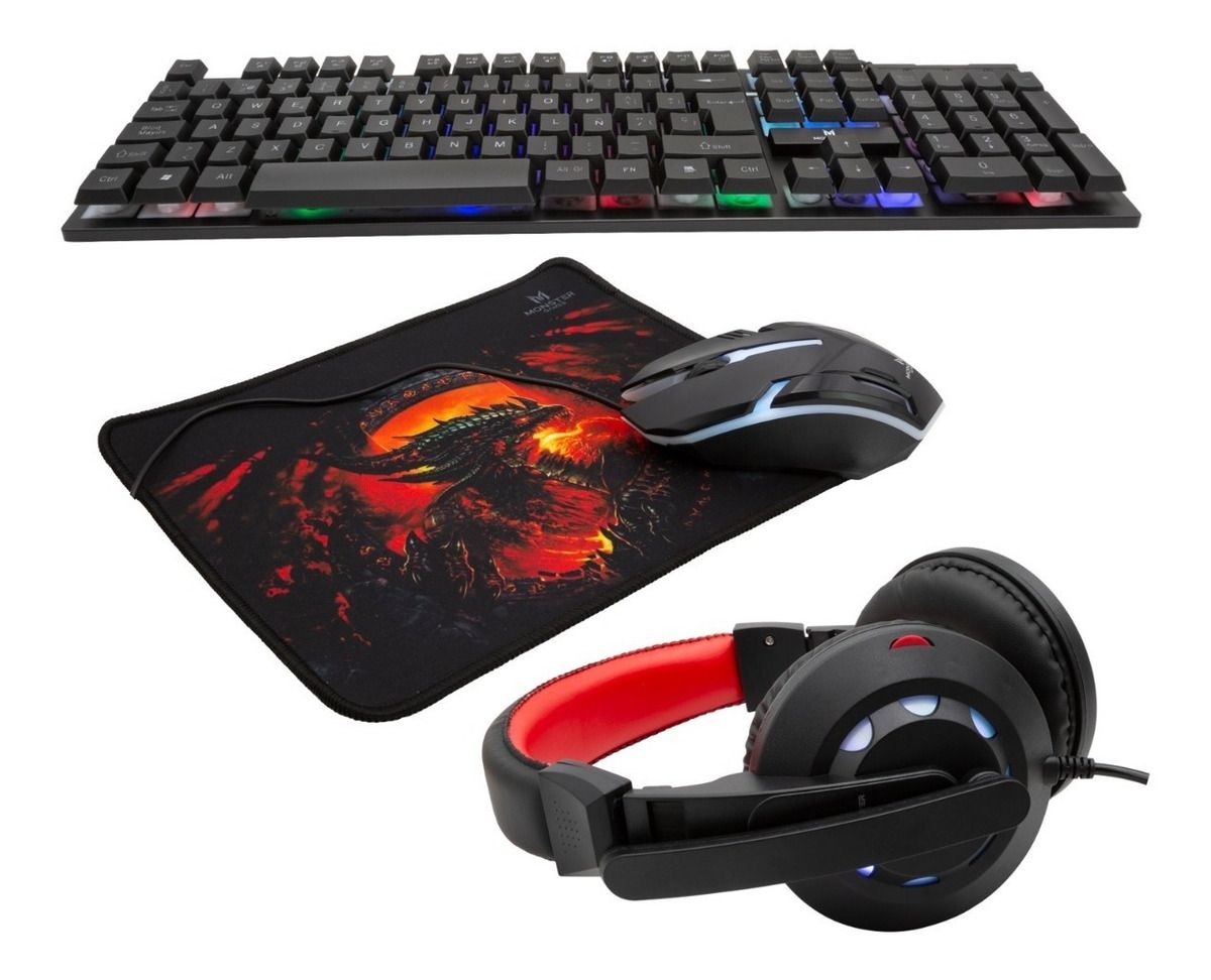 Kit Gamer Monster 4 En 1 Rgb Insertion K4125 Negro - Imagen 4