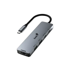 Adaptador Hub Genius 5 en 1 Uh-500 Tipo C Usb 3.0 Hdmi Gris