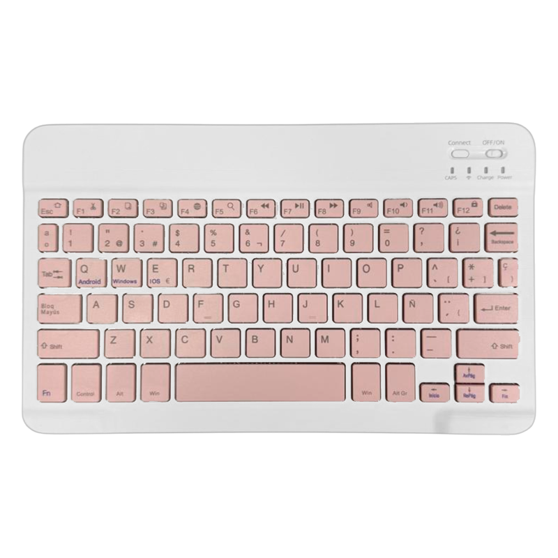 Kit Teclado + Mouse Mini Inalámbrico Bluetooth Español Rosado - Imagen 4