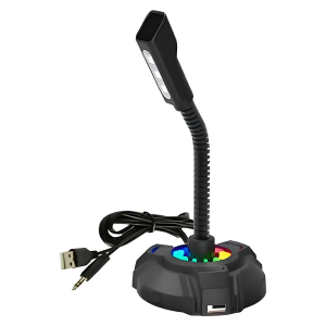 Microfono Escritorio Gamer Hp 3.5mm + Lampara Usb Dhp-1100c Negro